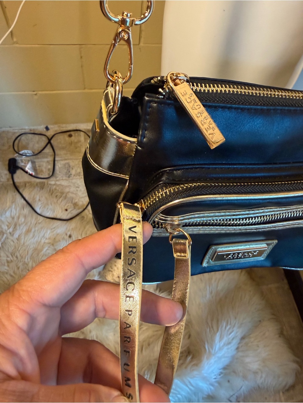 Versace Black Crossbody Bag with Gold Hardware - Picture 5 of 8